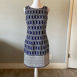 [R&K] Navy/Ivory Pattern Sleeveless Dress - Size 2 NWT